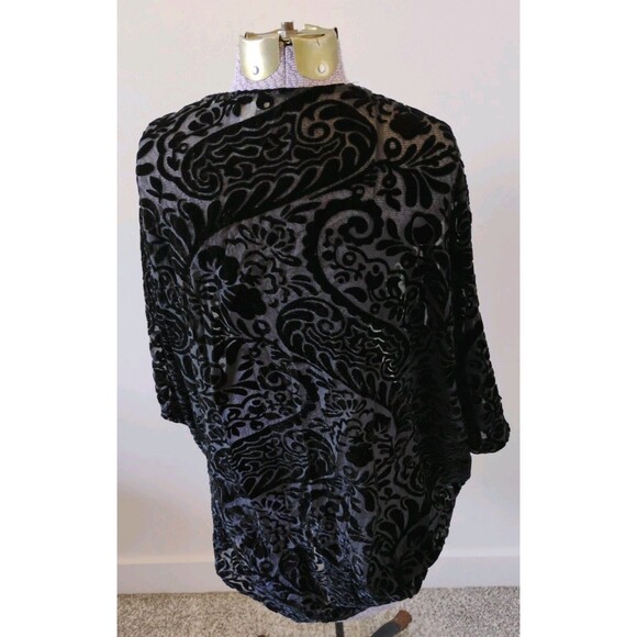 Black Velvet Jacket Shrug Size M Black Burn Out Cocktail Party Wedding EUC - Picture 5 of 10